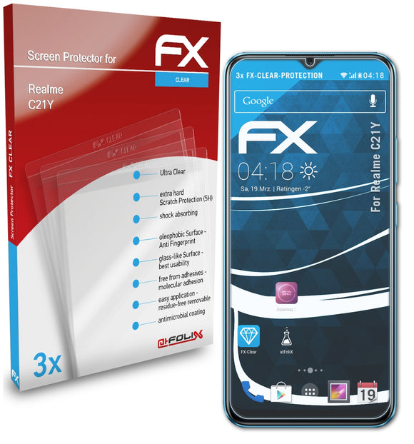 atFoliX FX-Clear Schutzfolie für Realme C21Y