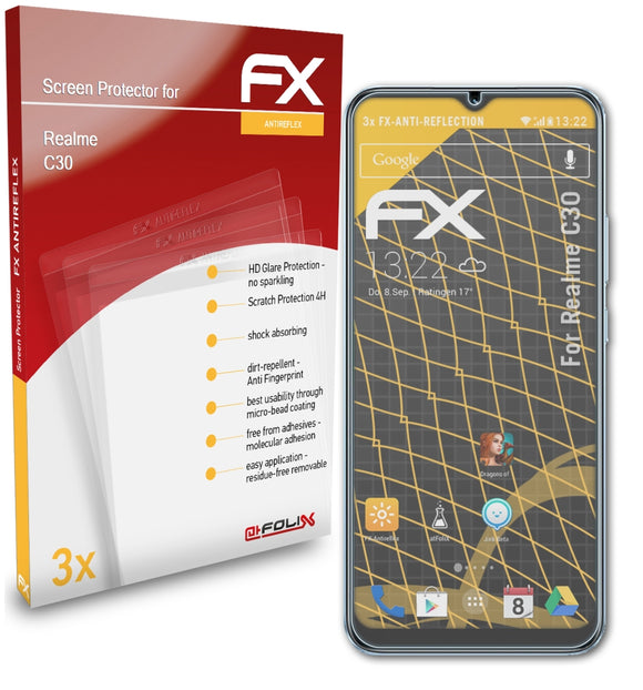 atFoliX FX-Antireflex Displayschutzfolie für Realme C30