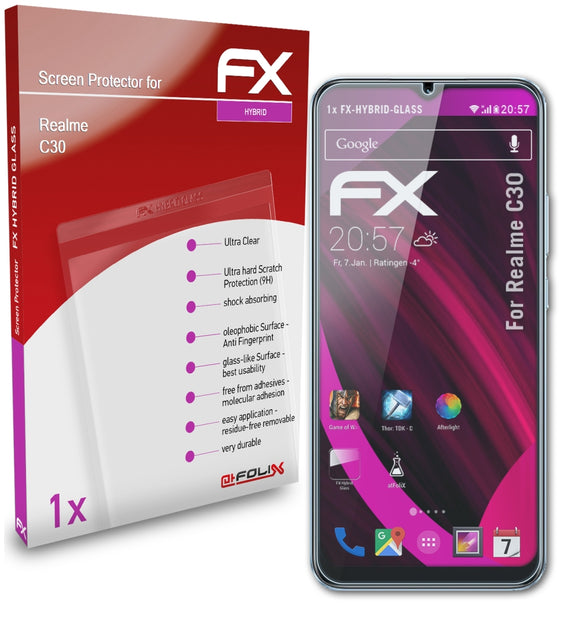 atFoliX FX-Hybrid-Glass Panzerglasfolie für Realme C30