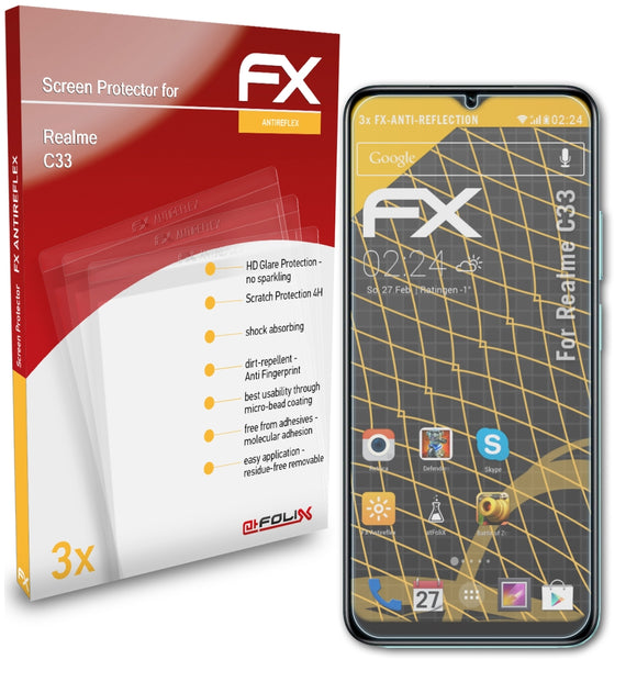 atFoliX FX-Antireflex Displayschutzfolie für Realme C33