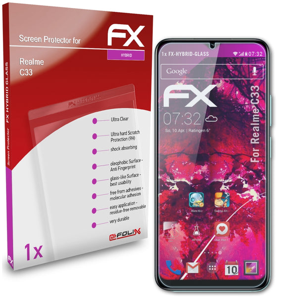 atFoliX FX-Hybrid-Glass Panzerglasfolie für Realme C33