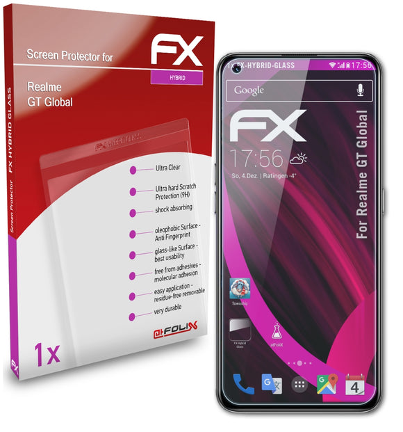atFoliX FX-Hybrid-Glass Panzerglasfolie für Realme GT Global