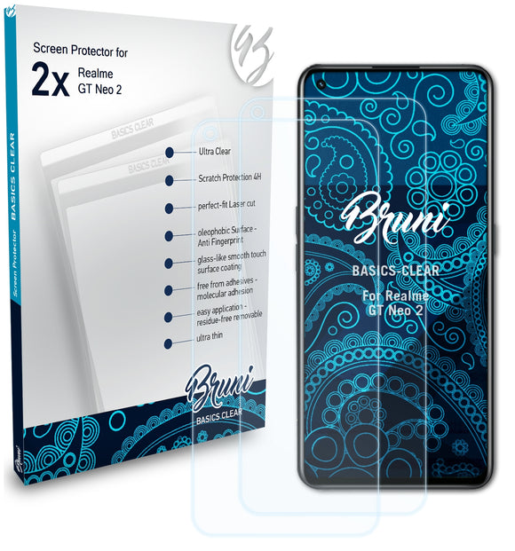 Bruni Basics-Clear Displayschutzfolie für Realme GT Neo 2