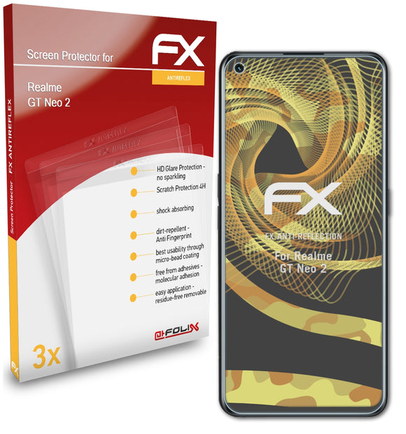 atFoliX FX-Antireflex Displayschutzfolie für Realme GT Neo 2