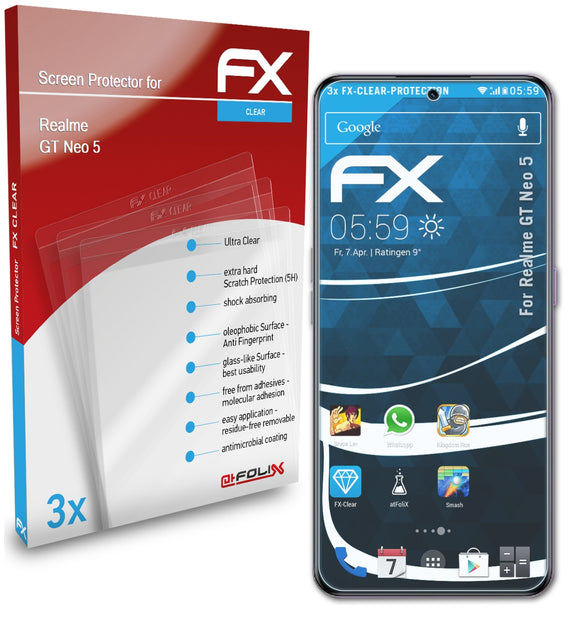 atFoliX FX-Clear Schutzfolie für Realme GT Neo 5