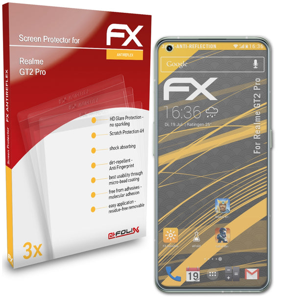 atFoliX FX-Antireflex Displayschutzfolie für Realme GT2 Pro
