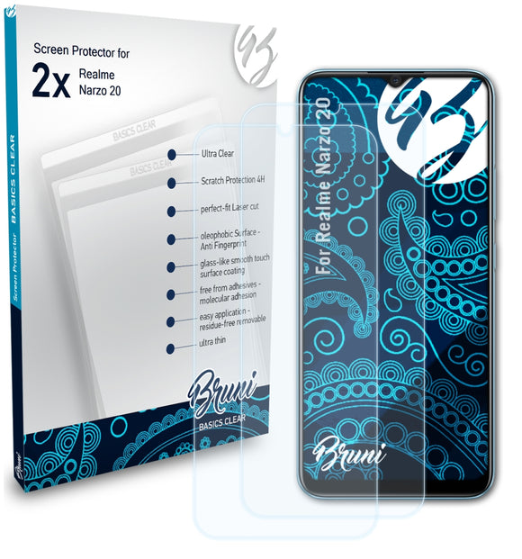 Bruni Basics-Clear Displayschutzfolie für Realme Narzo 20