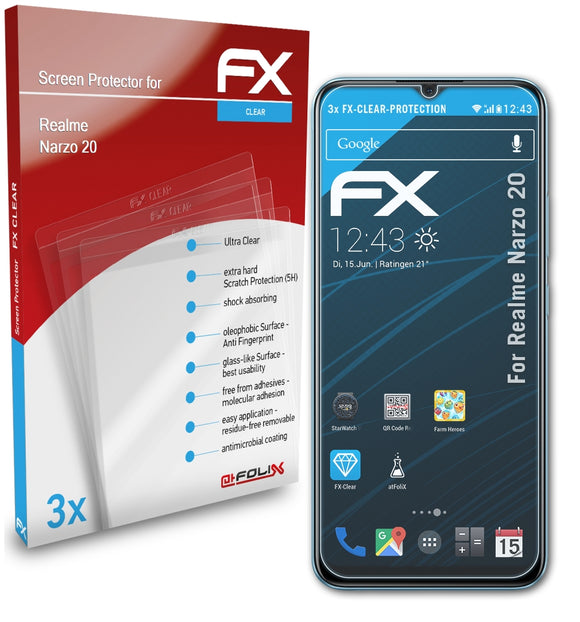 atFoliX FX-Clear Schutzfolie für Realme Narzo 20