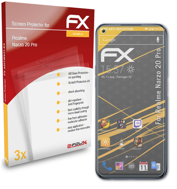 atFoliX FX-Antireflex Displayschutzfolie für Realme Narzo 20 Pro