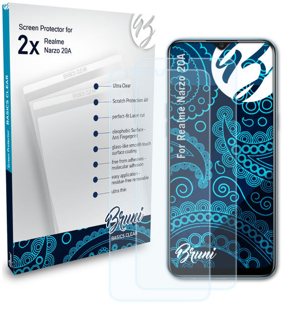 Bruni Basics-Clear Displayschutzfolie für Realme Narzo 20A