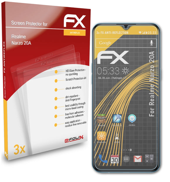 atFoliX FX-Antireflex Displayschutzfolie für Realme Narzo 20A