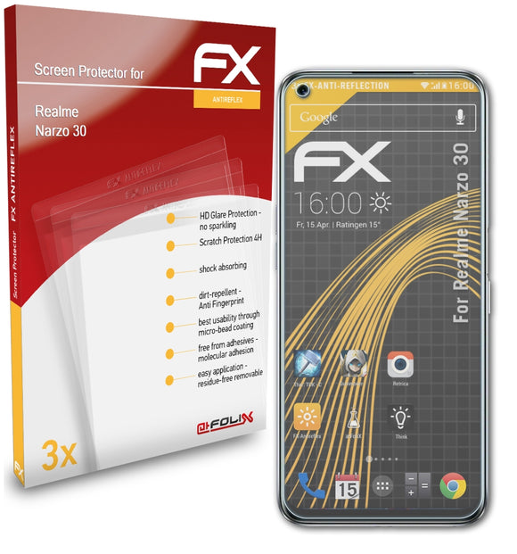atFoliX FX-Antireflex Displayschutzfolie für Realme Narzo 30