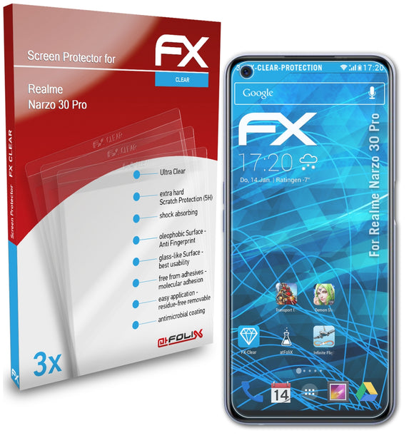 atFoliX FX-Clear Schutzfolie für Realme Narzo 30 Pro