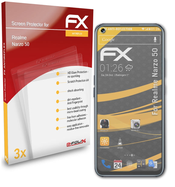 atFoliX FX-Antireflex Displayschutzfolie für Realme Narzo 50