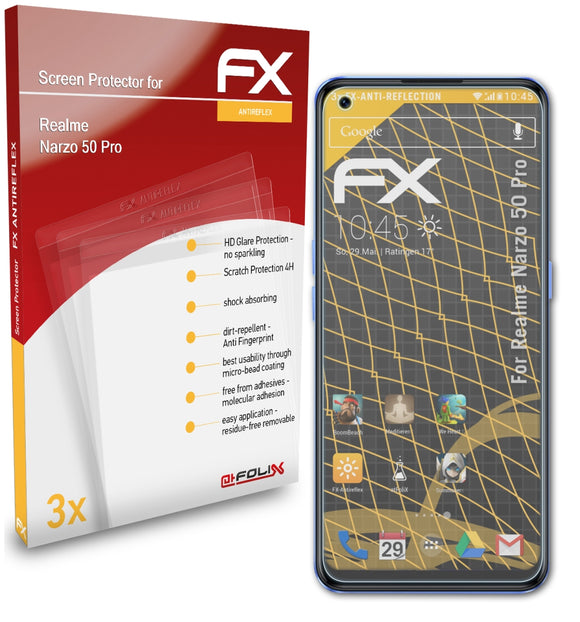 atFoliX FX-Antireflex Displayschutzfolie für Realme Narzo 50 Pro