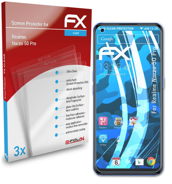 atFoliX FX-Clear Schutzfolie für Realme Narzo 50 Pro