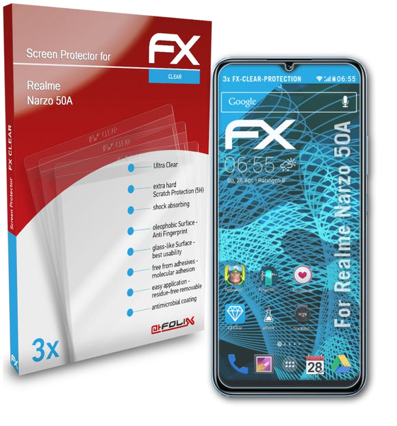 atFoliX FX-Clear Schutzfolie für Realme Narzo 50A