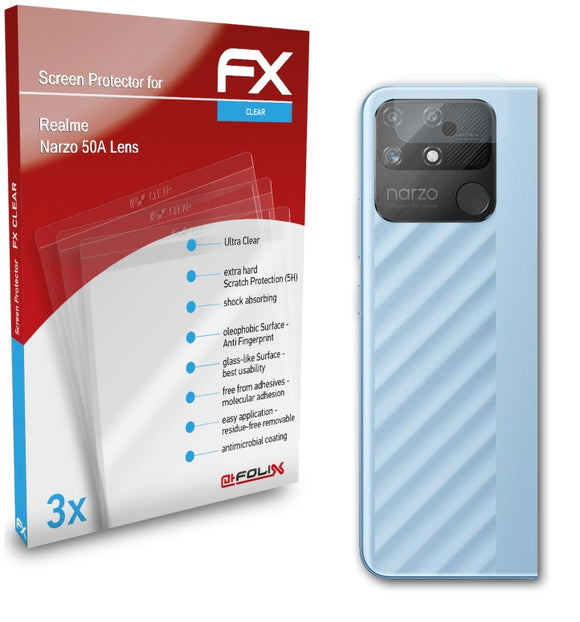 atFoliX FX-Clear Schutzfolie für Realme Narzo 50A Lens