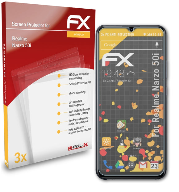 atFoliX FX-Antireflex Displayschutzfolie für Realme Narzo 50i