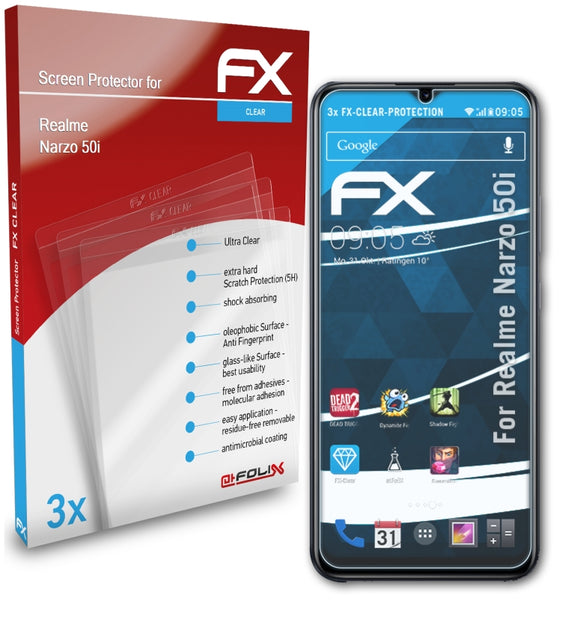 atFoliX FX-Clear Schutzfolie für Realme Narzo 50i