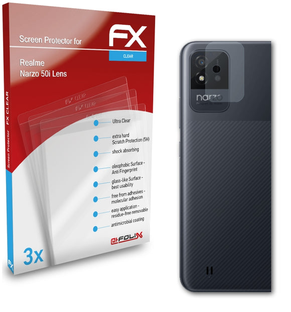 atFoliX FX-Clear Schutzfolie für Realme Narzo 50i Lens