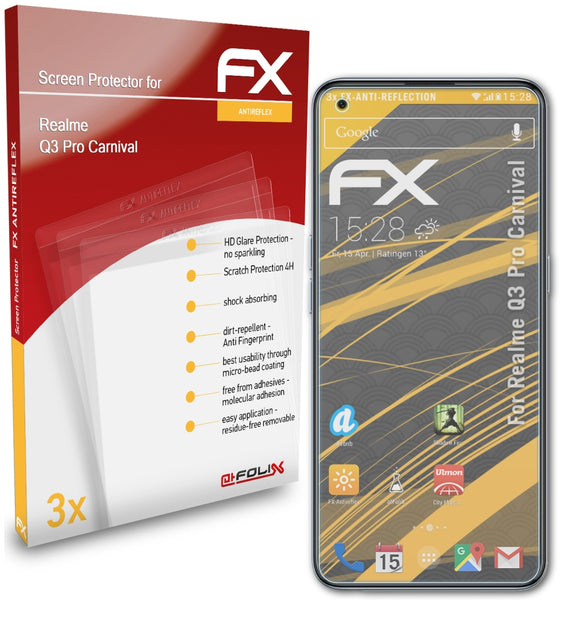atFoliX FX-Antireflex Displayschutzfolie für Realme Q3 Pro Carnival