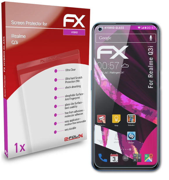 atFoliX FX-Hybrid-Glass Panzerglasfolie für Realme Q3i