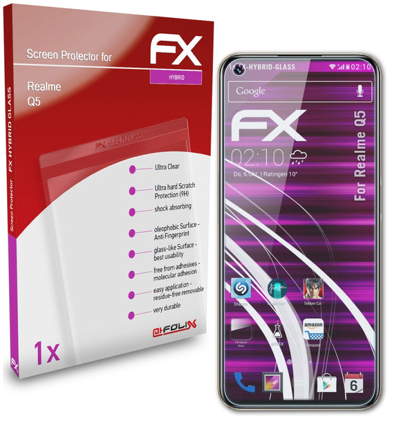 atFoliX FX-Hybrid-Glass Panzerglasfolie für Realme Q5