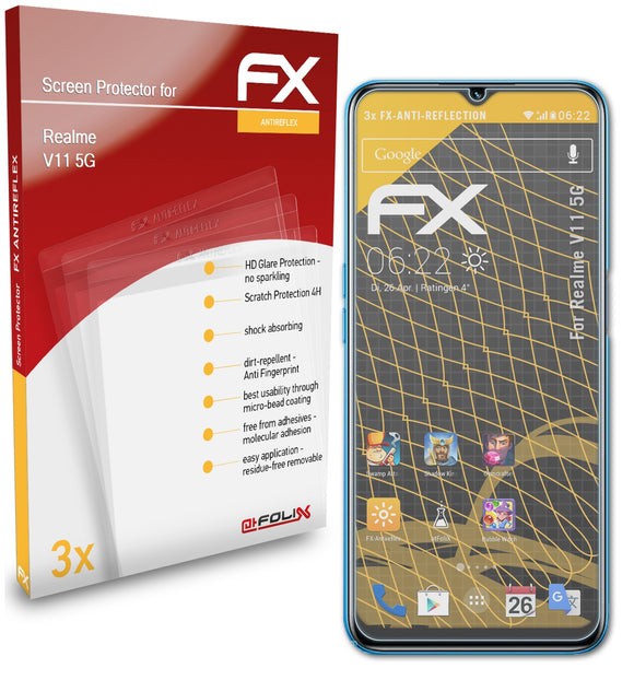 atFoliX FX-Antireflex Displayschutzfolie für Realme V11 5G