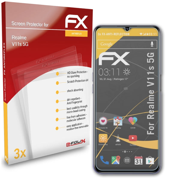 atFoliX FX-Antireflex Displayschutzfolie für Realme V11s 5G