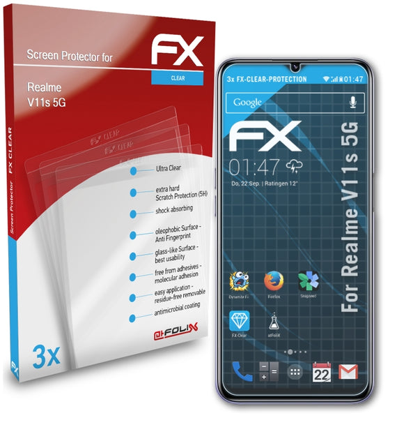 atFoliX FX-Clear Schutzfolie für Realme V11s 5G