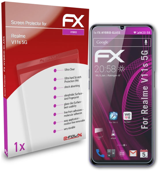 atFoliX FX-Hybrid-Glass Panzerglasfolie für Realme V11s 5G