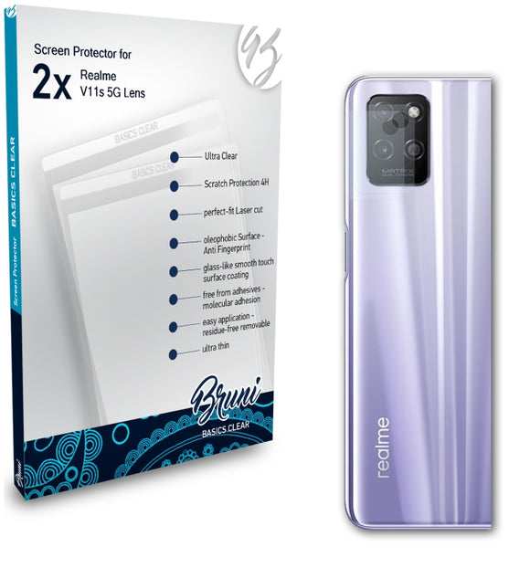 Bruni Basics-Clear Displayschutzfolie für Realme V11s 5G Lens