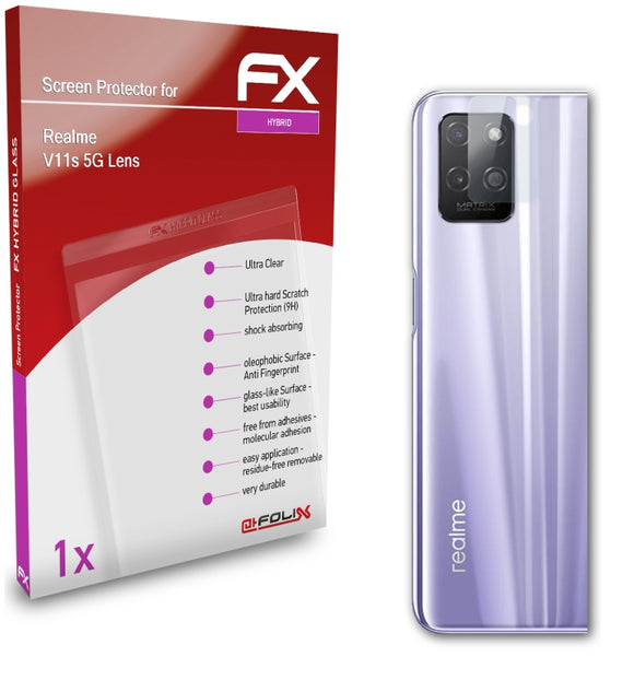 atFoliX FX-Hybrid-Glass Panzerglasfolie für Realme V11s 5G Lens