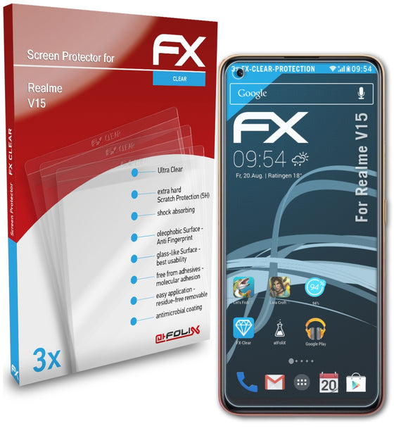 atFoliX FX-Clear Schutzfolie für Realme V15