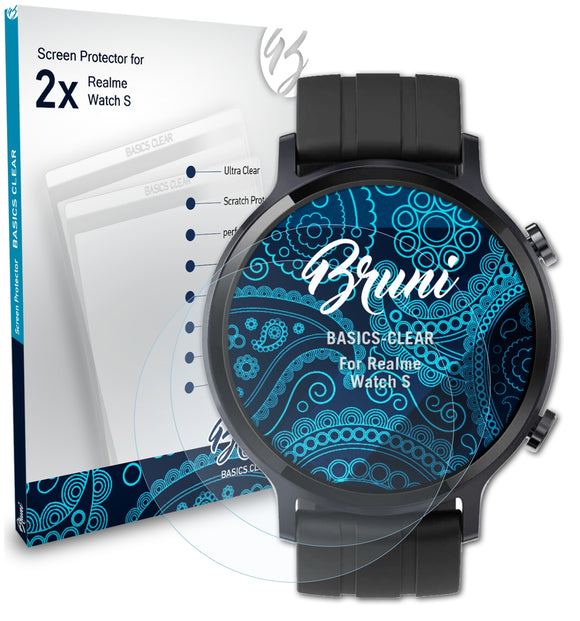 Bruni Basics-Clear Displayschutzfolie für Realme Watch S