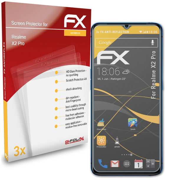 atFoliX FX-Antireflex Displayschutzfolie für Realme X2 Pro