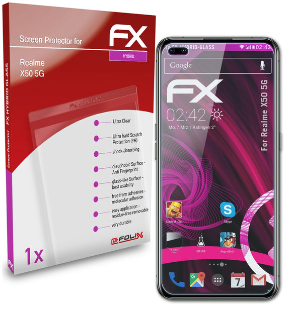 atFoliX FX-Hybrid-Glass Panzerglasfolie für Realme X50 5G