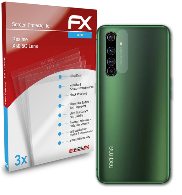 atFoliX FX-Clear Schutzfolie für Realme X50 5G (Lens)