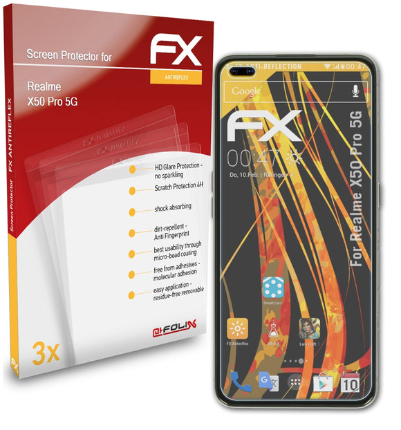 atFoliX FX-Antireflex Displayschutzfolie für Realme X50 Pro 5G