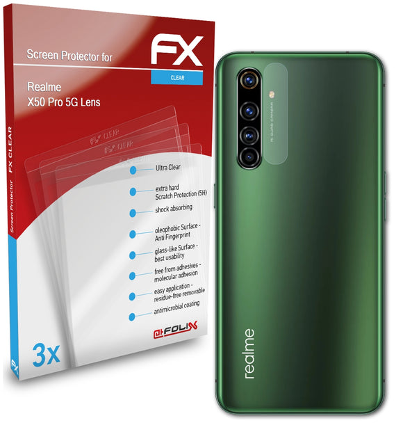 atFoliX FX-Clear Schutzfolie für Realme X50 Pro 5G (Lens)