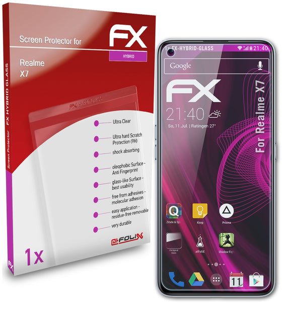 atFoliX FX-Hybrid-Glass Panzerglasfolie für Realme X7