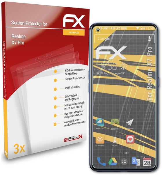 atFoliX FX-Antireflex Displayschutzfolie für Realme X7 Pro