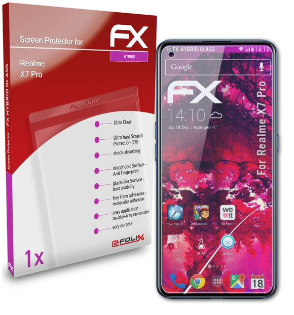 atFoliX FX-Hybrid-Glass Panzerglasfolie für Realme X7 Pro