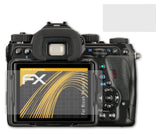 Panzerfolie atFoliX kompatibel mit Ricoh Pentax K-1, entspiegelnde und stoßdämpfende FX (3er Set)