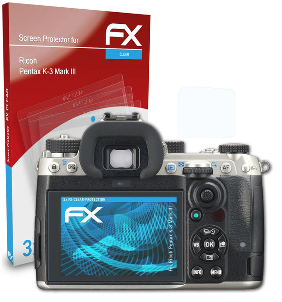 atFoliX FX-Clear Schutzfolie für Ricoh Pentax K-3 Mark III