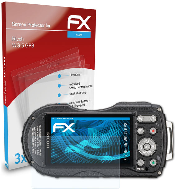 atFoliX FX-Clear Schutzfolie für Ricoh WG-5 GPS