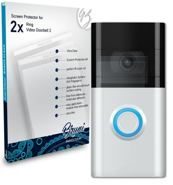 Bruni Basics-Clear Displayschutzfolie für Ring Video Doorbell 3