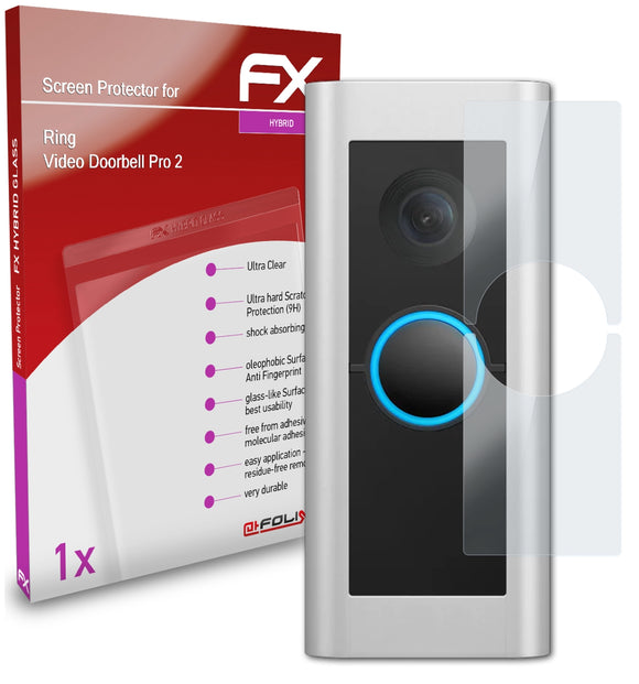 atFoliX FX-Hybrid-Glass Panzerglasfolie für Ring Video Doorbell Pro 2