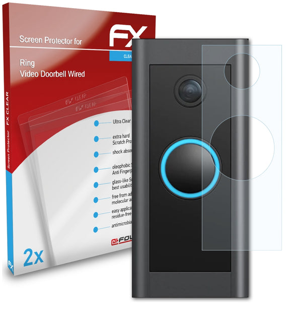 atFoliX FX-Clear Schutzfolie für Ring Video Doorbell Wired